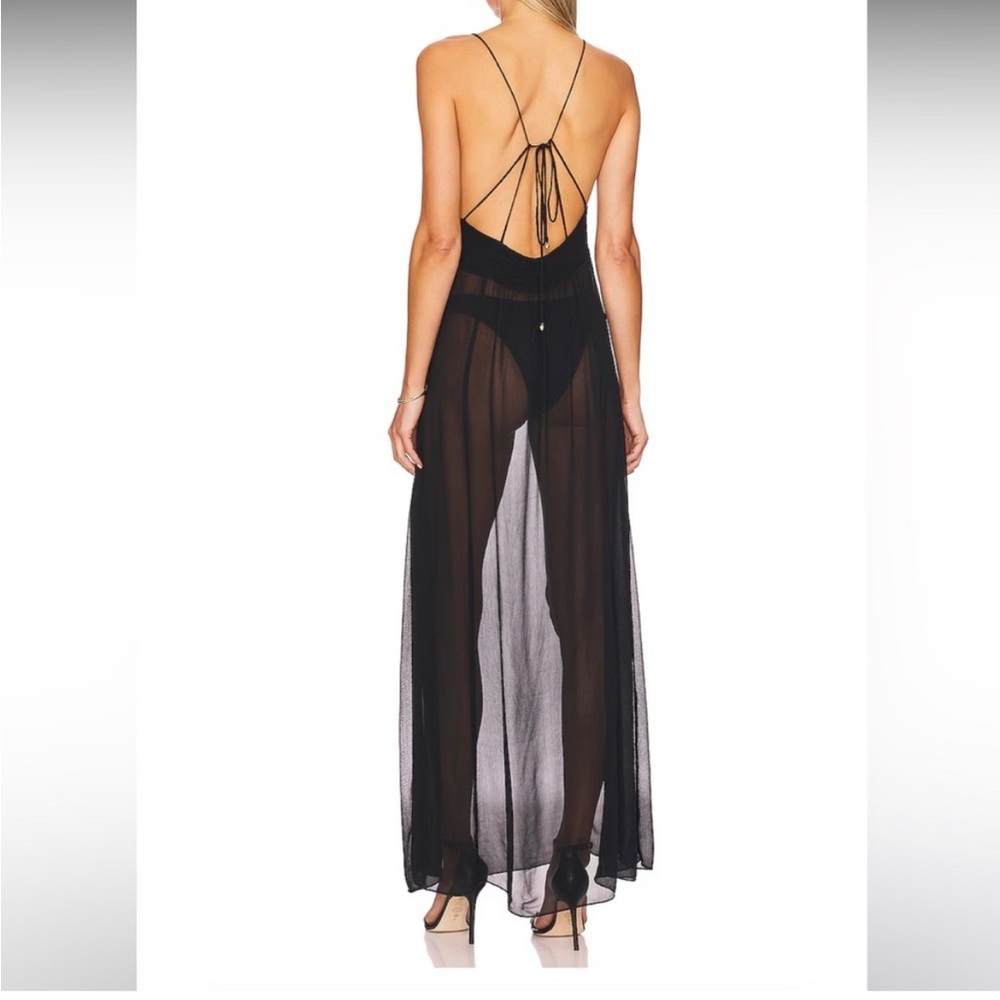 Free People Ivory Sheer Current Obsession Lace Maxi Slit Cut Slip Dress Small - Picture 5 of 14